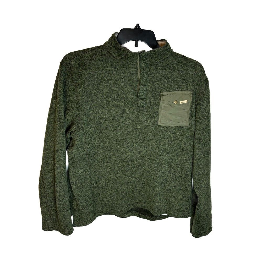 Woolrich Sweater Men's Size XL Green 1/4 Snap‎ Pullover Long Sleeve Comfort